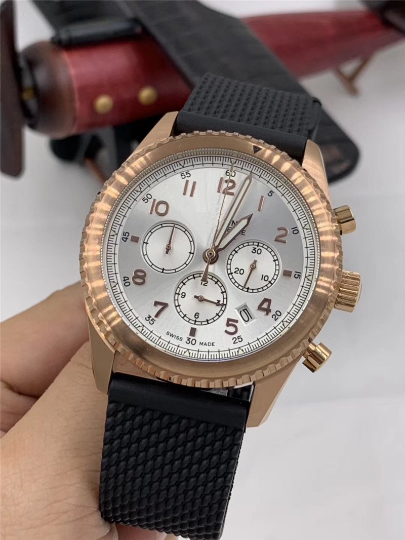 

Free shipping Luxury watch quartz stopwatch Stainless watches brown dial man watch luxury wristwatch 254