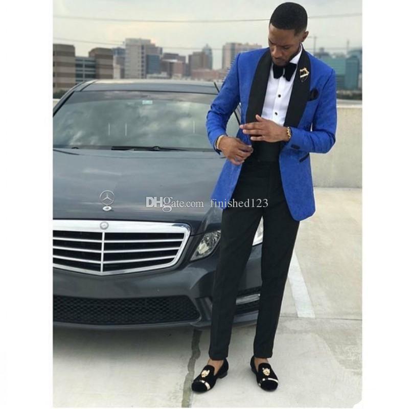 

Popular Design One Button Blue Wedding Groom Tuxedos Shawl Lapel Groomsmen Mens Dinner Blazer Suits (Jacket+Pants+Tie) NO:1670, Same as image