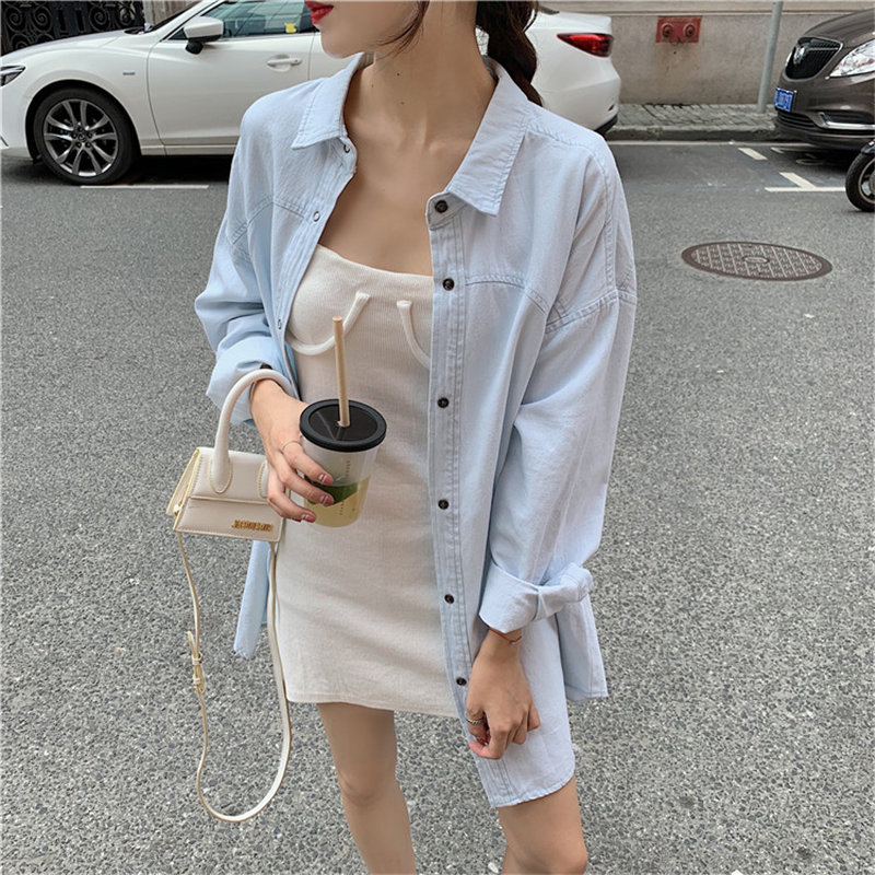 

HziriP Stylish Light Blue Fashion Slim 2019 Autumn Streetwear Denim Jackets Vintage Women Casual Feminine Loose Solid Chic Coats