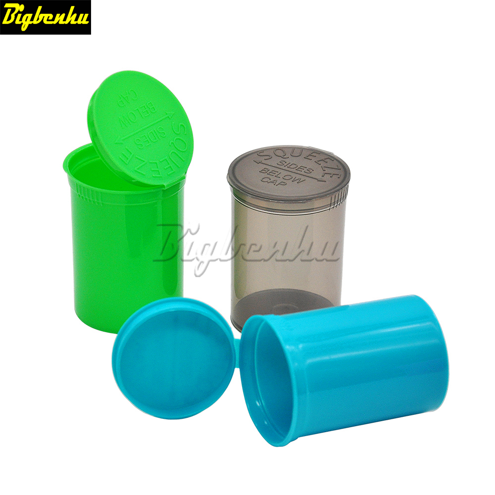 

30 Dram Empty Squeeze Pop Top Bottle-Vial Herb Box Acrylic Plastic Stroage Stash Jar Pill Bottle Case Box Herb Container Plastic Tin