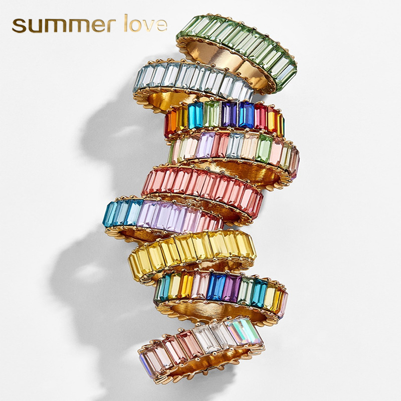 

High Quatity Colorful Crystal Zircon Ring Sweet Engagement Rings For Women Fashion Wedding Jewelry Cute Korean Style