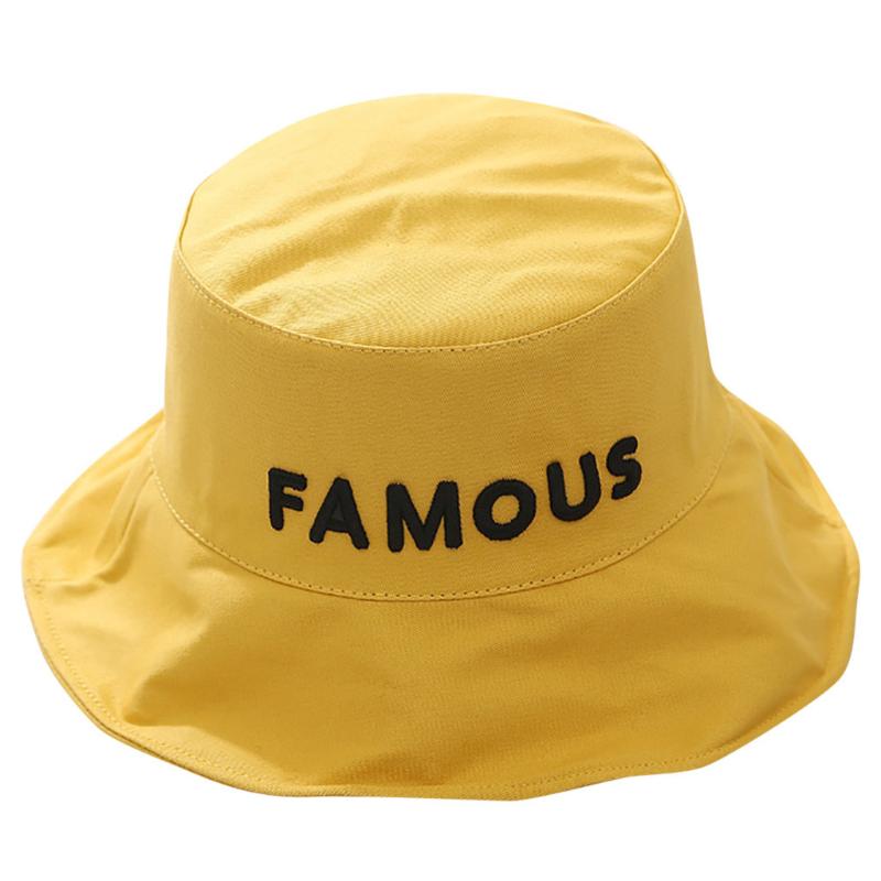 

Unisex Man And Woman Cap YFM691 FAMOUS Letter Embroidery Sunscreen Hats Bohemia Fresh Sweet Vintage Bucket Fisherman Hat#C45, Black