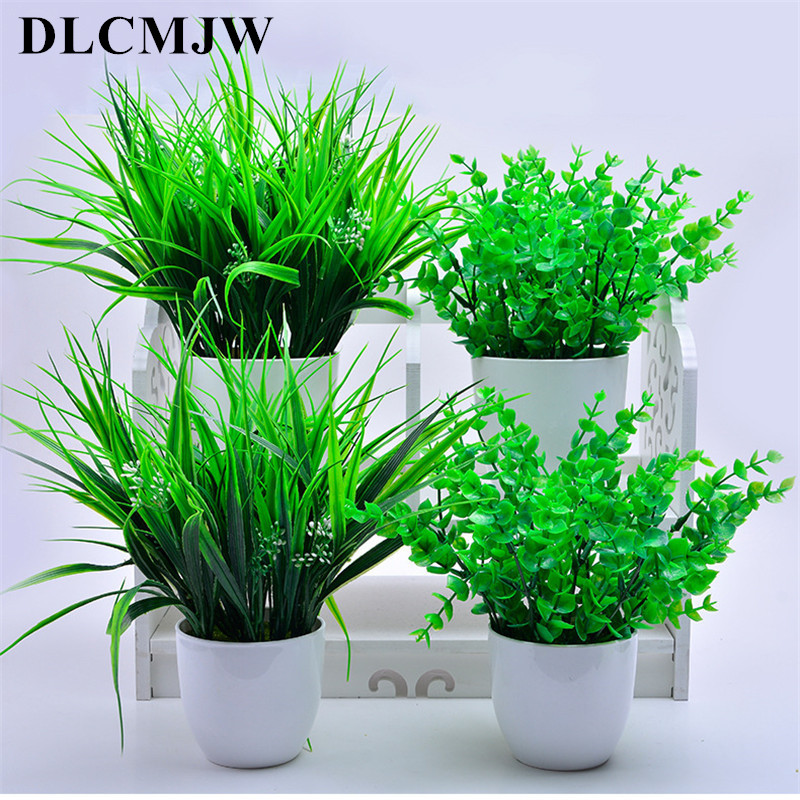 

Artificial grass Artificial plants Bonsai Green plants leave Potted for wedding party decoration Green plant flower fake bonsai