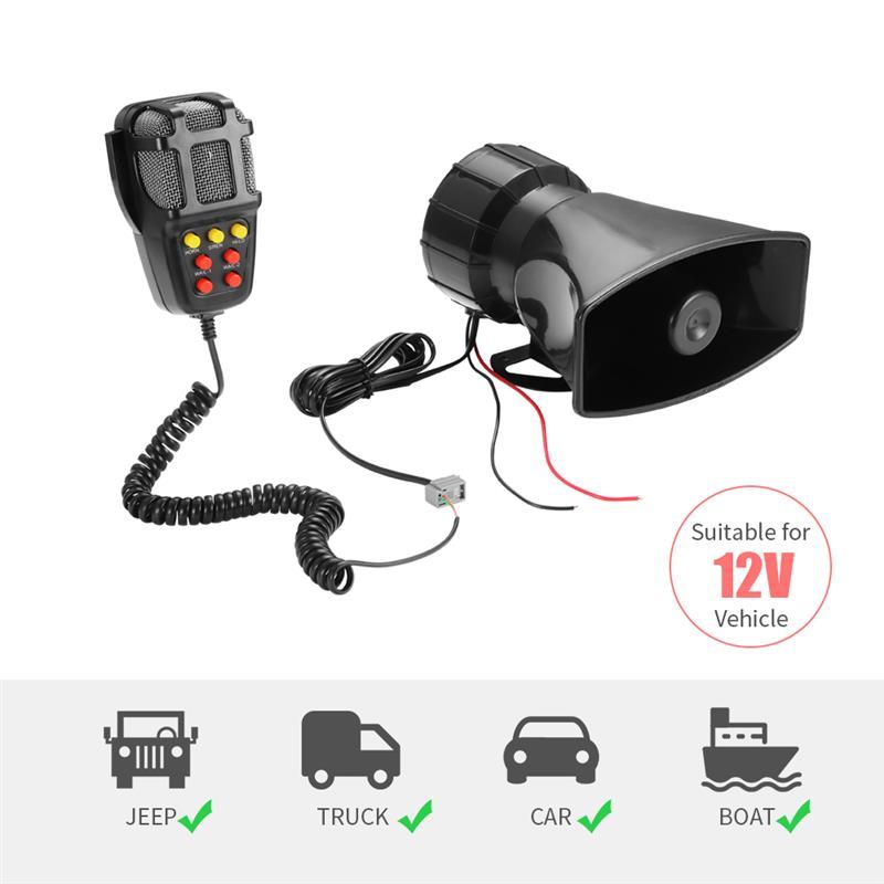 

AOZBZ 12V 100W Tone Sound Car Emergency Siren Car Siren Horn Mic PA Speaker System Emergency Hooter