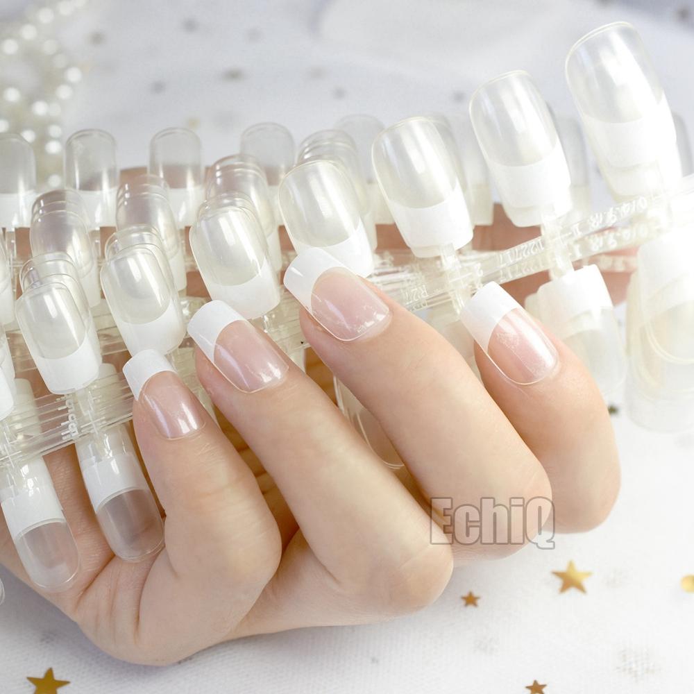 Wholesale Crystal Clear White French False Transparent Fake Nails Full Cover Square Head Manicure Nails Faux Ongle From Glass Smoke 25 99 Dhgate Com