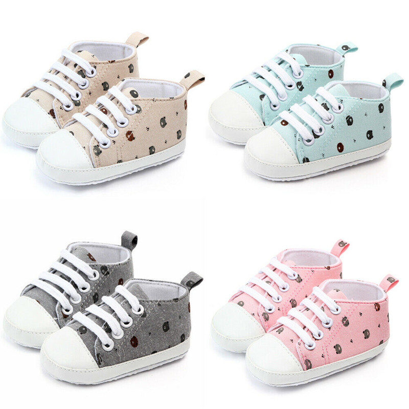 

Cute Newborn Infant Baby Boy Girl Printed Crib Shoes Soft Sole Pram Anti-slip Sneaker