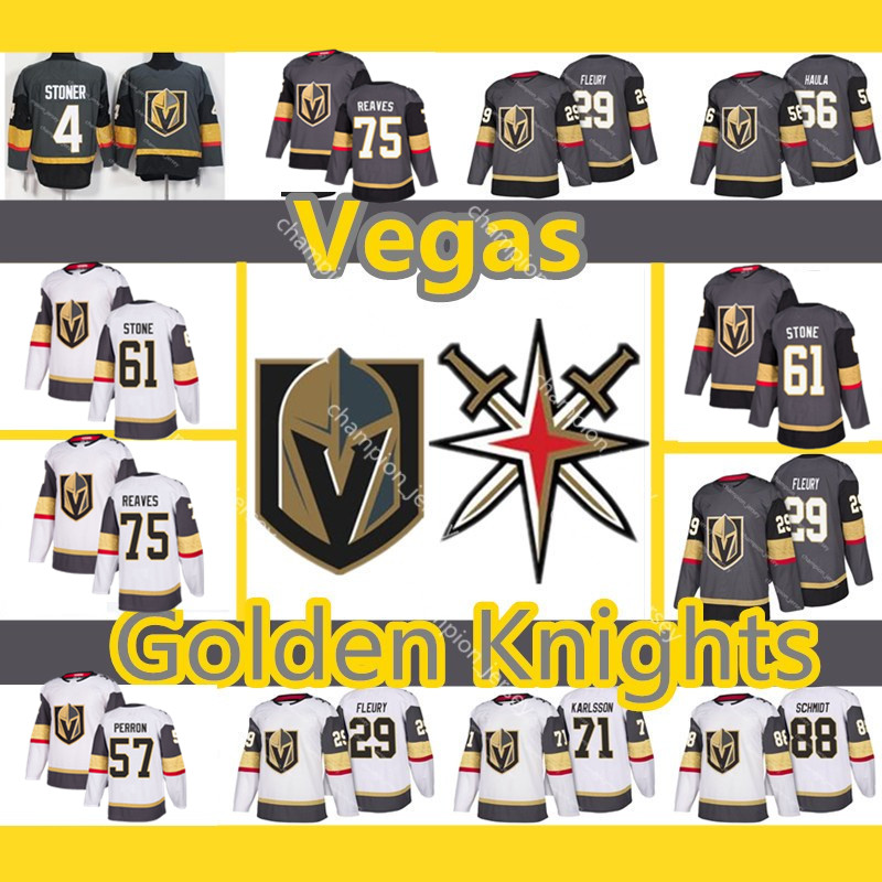 

Men'sÂ GoldenÂ KnightsÂ Jersey 29Â Marc-AndreÂ Fleury Stoner ErikÂ Haula Perron Pacioretty Karlsson NateÂ Schmidt Ryan ReavesÂ Stone Hockey Jerse, Black;red