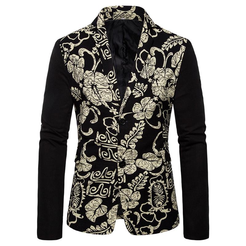 

2020 Autumn New Mens Personality Thin Suit Blazer Vintage Ethnic Printed Casual Suit coat Slim Fit Blazer top Male Jacket, Print 8