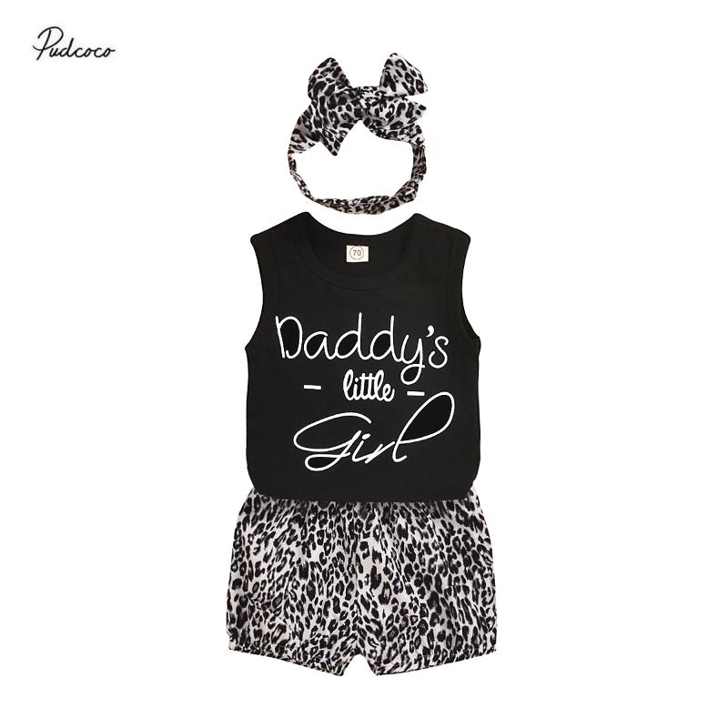 

3Pcs Fashionable Girls Outfit Summer Simple Letter Round Collar Sleeveless Top + Personalized Leopard Shorts + Bow Headwear Set, As pic
