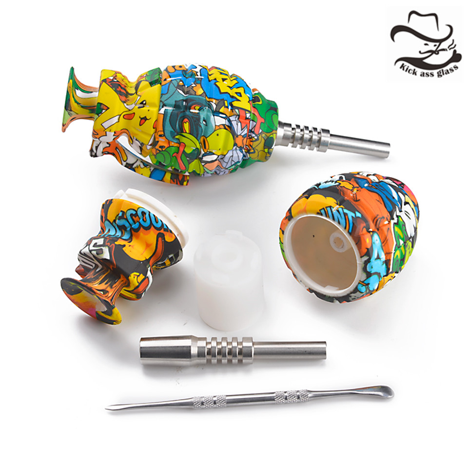 

Print Color Grenade NC 14mm Joint Stainless Steel tip Oil Rigs smoke accessory smoke pipe silicone dab rig 691