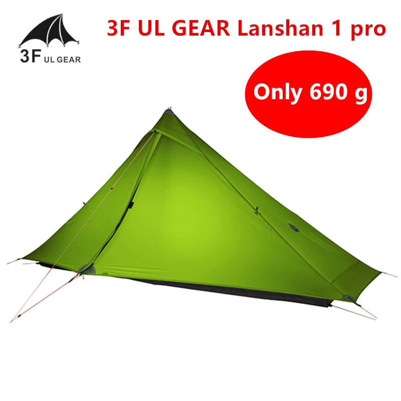 

3F UL GEAR Lanshan 1 pro Tent Oudoor 1 Person Ultralight Camping Tent 3 Season Professional 20D Silnylon Rodless