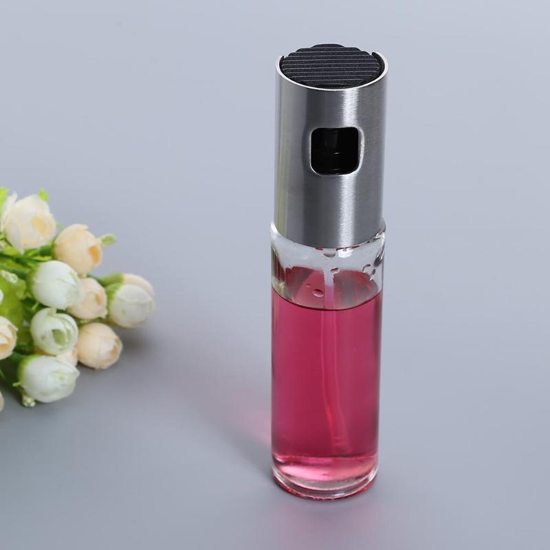 

100ML Stainless Steel Glass Oil Bottle Olive Can Vinegar Spray Oil Bottle BBQ Tools Kitchen Cooking Gadgets