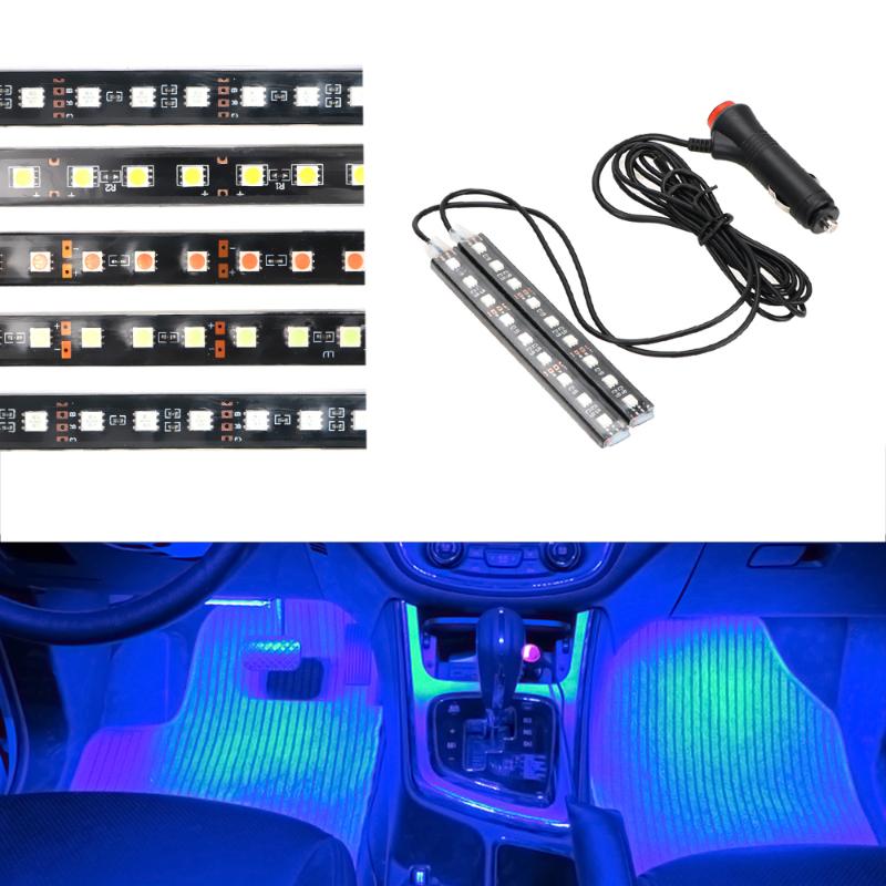 

LEEPEE Car LED Dash Floor Foot Strip Light Cigarette Lighter Adapter Car-Styling Interior Decorative Lamp Auto Atmosphere Lamps