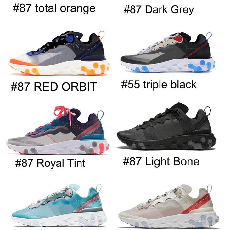 

2019 Hot Sale Epic React Element 87 With Red Box Running Shoes Total Orange Royal Tint Women 87 Desert Free shipping, Color-9
