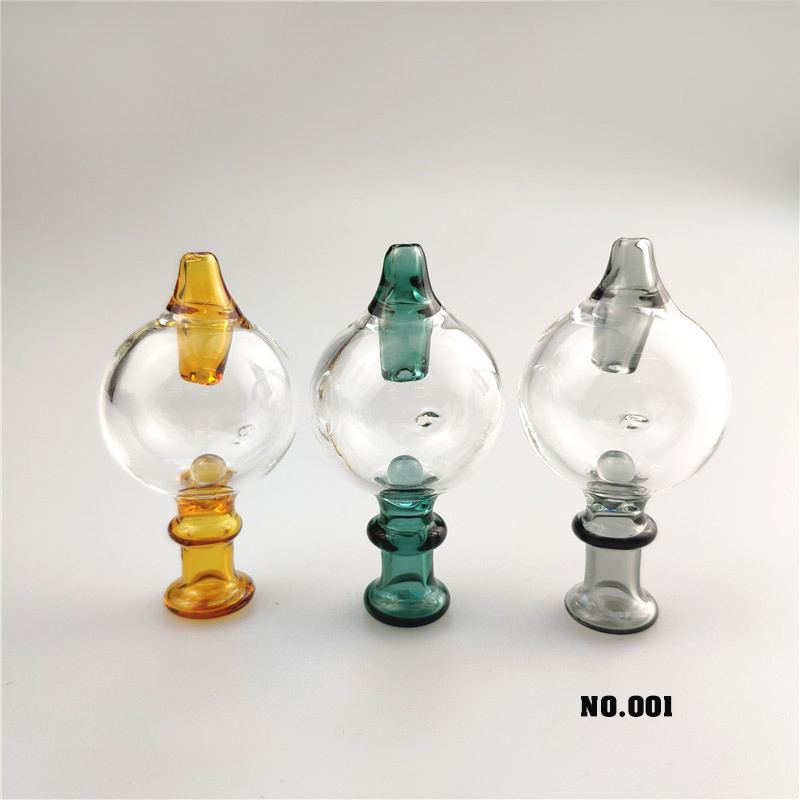

Glass Bubble Carb Cap With Glass Pearl 30mmOD Colorful Glass Carb Cap For Beveled Edge Quartz Banger Nails Dab Rigs Water Pipes