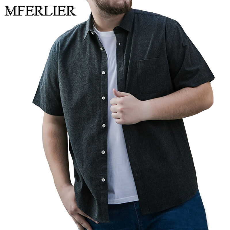 

Summer Plus size men shirt 5XL 6XL 7XL Bust 152cm short sleeve large size men shirts Gray colors, Dark grey