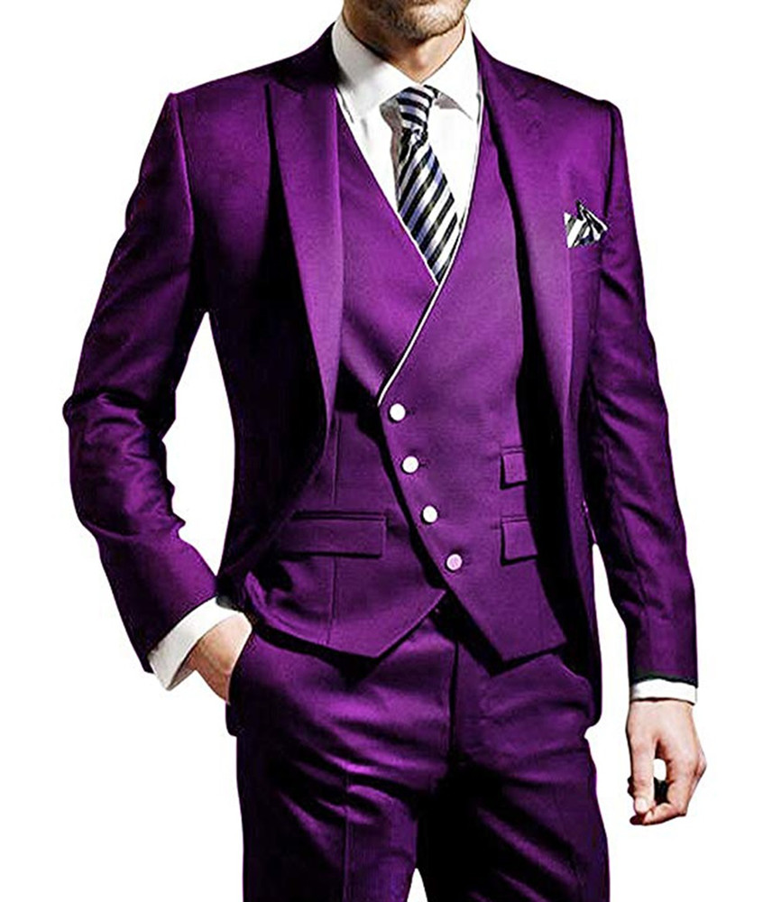 

Handsome Groomsmen Peak Lapel Groom Tuxedos Mens Wedding Dress Man Jacket Blazer Prom Dinner 3 Piece Suit(Jacket+Pants+Tie+Vest) 268, Same as image