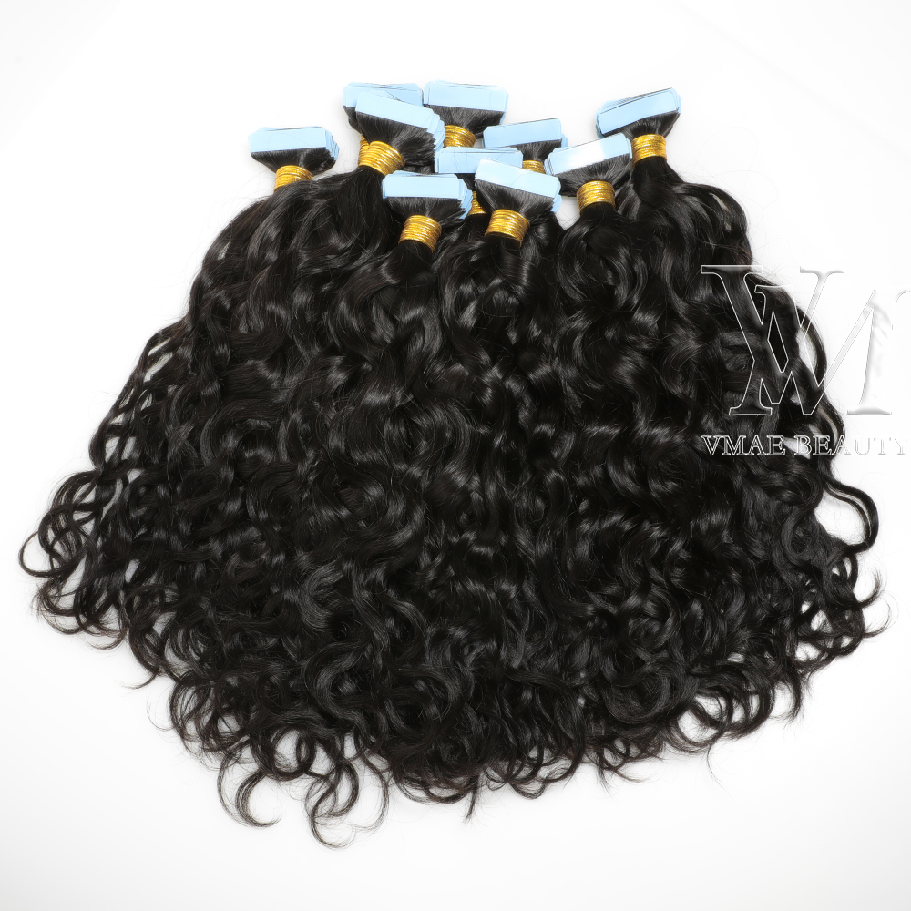 

VMAE Remy Virgin Natural Tape In Human Hair Extension 100g Afro Kinky Curly body water Deep wave straight 3B 3C 4B 4C, 4# dark brown