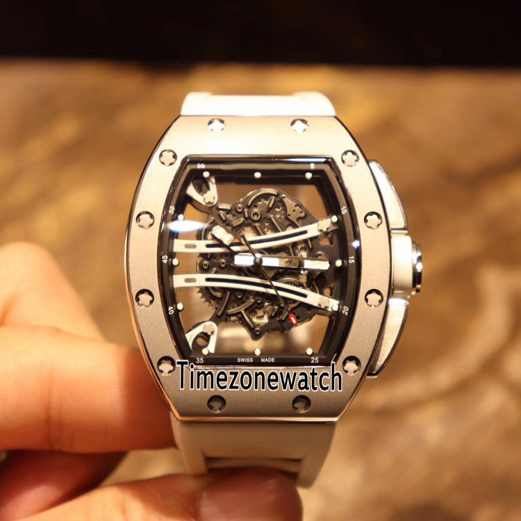 

High Quality 61-01 Yohan Blake Titanium Steel Tourbillon Skeleton Dial Miyota Automatic Mens Watch White Rubber Watches Timezonewatch B27c3, Rm61-01-b27a
