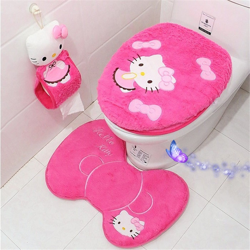 2019 Hello Kitty Bathroom Set Toilet Seat Cover Wc Seat Cover Bath
