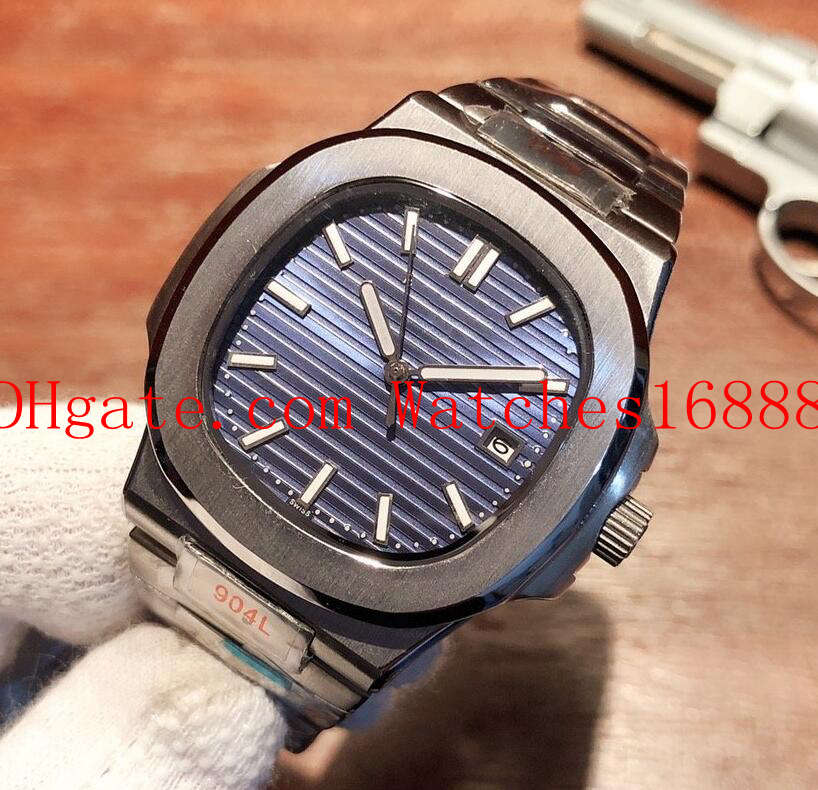 

3 Style 40mm Blue Dial Mens Date Wrist Watche Nautilus Stainless Steel 5711/1A-010 Asia Mechanical Automatic Mens Watches Transparent Back, Black