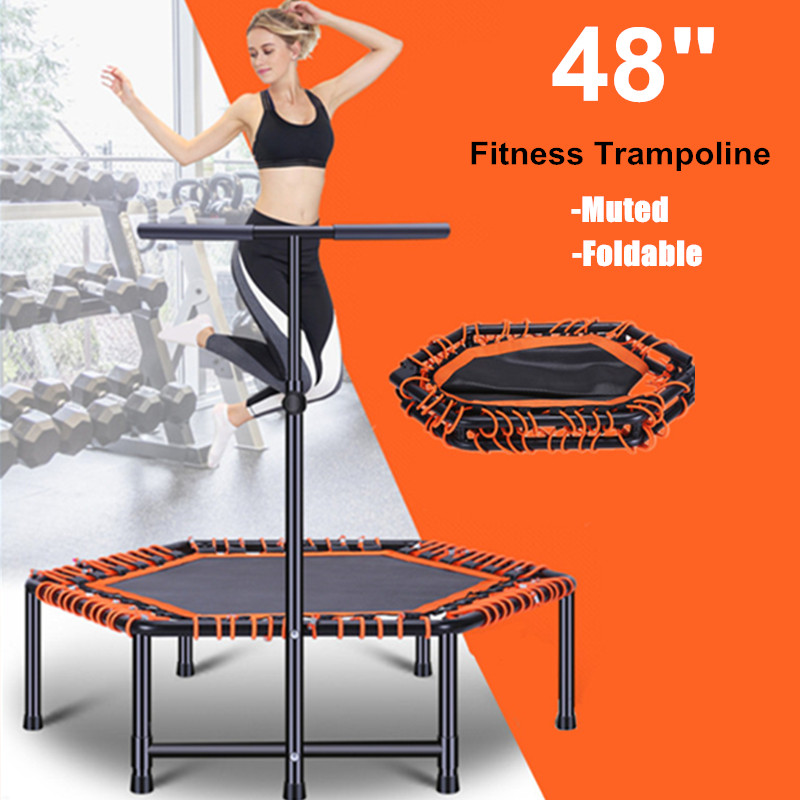 

48" Foldable Exercise Fitness Trampoline Rebounder For Adults Kids Home Indoor Gym Cardio Jump Workout Stability Training Tool