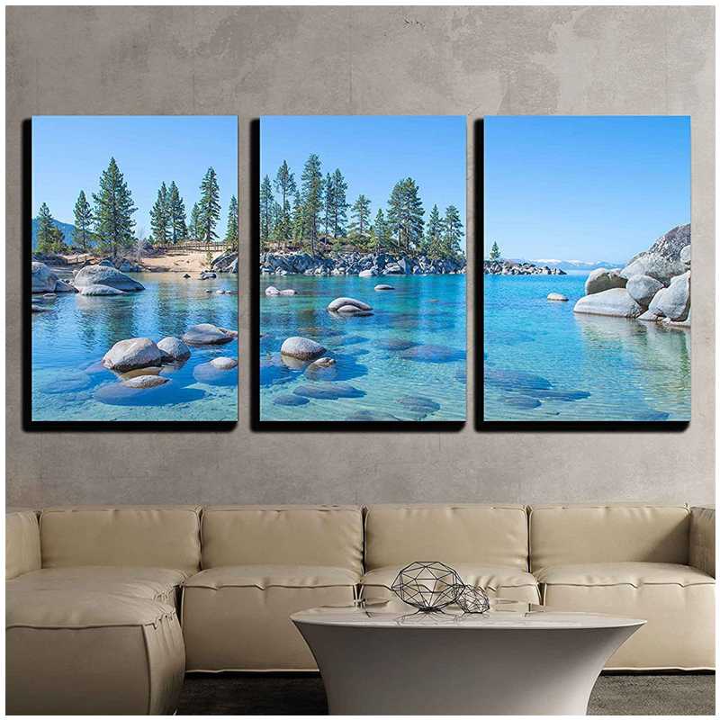 

Diamond Painting Full Square Triptych River bank tree stones seaside landscape Embroidery Cross Stitch 5d Diy MosaicZP-3565
