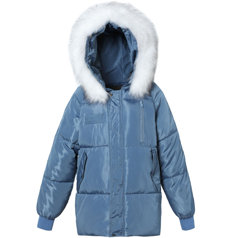 

2019 Fashion Jacket Women Fur Collar Winter Jacket Women Loose Short Coat White Down Cotton Thick Warm Parka Russia, Black