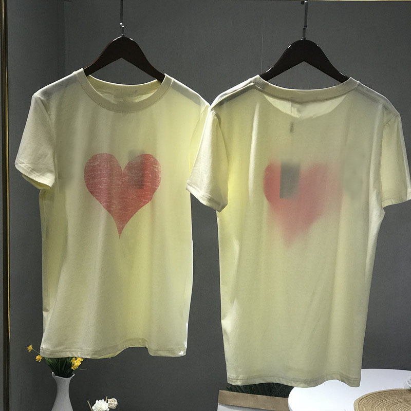 

Heart style Cotton Womens Tee Shirt Female Short Sleeve T Shirt Women Tops Fashion Work Shirt Loose T-Shirt, White