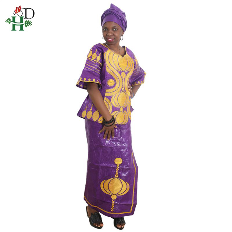 

H&D african women outfit suits bazin dashiki clothes for women africa clothing embroidery skirt two piece set jupe africaine