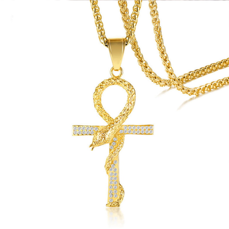

Pendant Necklaces Stainless Steel Womens Gold Cross Snake Imitation Jewelry On The Neck Pendants Woman Accessories Personalized