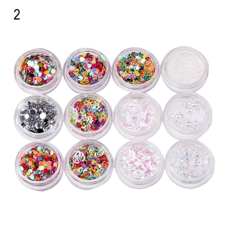 

12 Jars/1 Box Shiny Sweet Pattern Irregular Nail Flakes Sequins Manicure Nail Art Eye Make-up Sequin DIY Tool