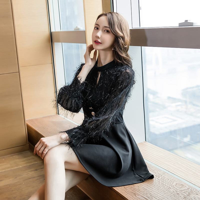 

COIGARSAM Sexy Women dress New Dresses Black 9076