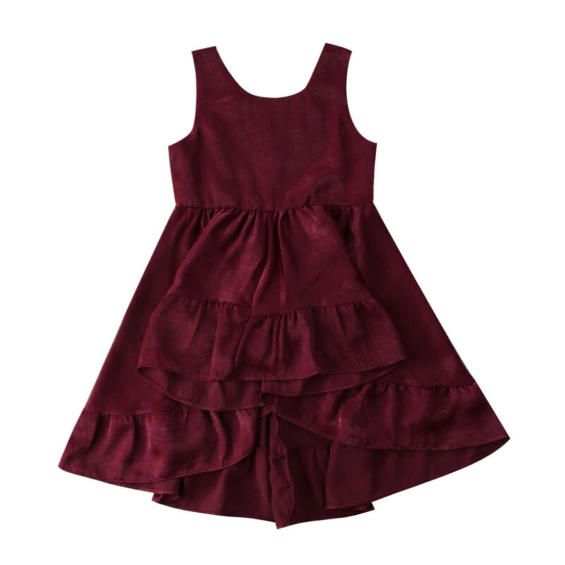 

Kids Baby Girl Summer Irregular Dress Toddler Girls Sleeveless Ruffle Flared Princess Dress Party Maxi Sundress 1-6Years, As pic