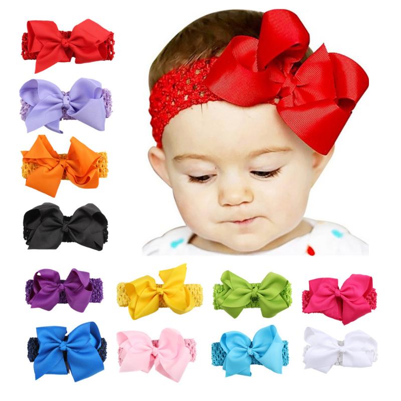 

New Children's Headdress Ribbon Bow with Elastic Knitted Hairband Baby Hair Accessories Girl Headdress