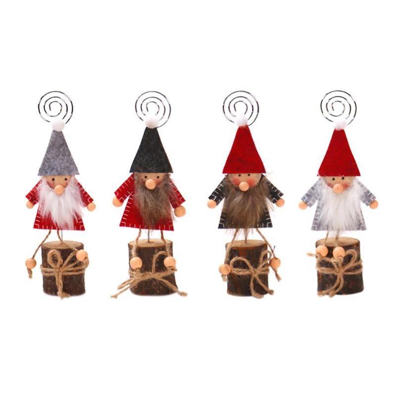 

Wood Doll Business Card Holder Photo Clip Desktop Ornaments Christmas Decor