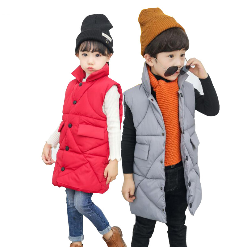 

Children winter Long waistcoat boy Outerwear Coats New girls vest infant baby vest sleeveless kids vest windbreaker jacket #112DFS, Black