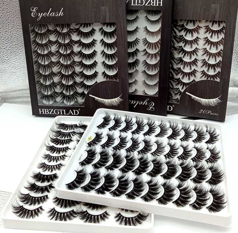 

HBZGTLAD 1/5/20 Pairs 3D Soft Mink False Eyelashes Handmade Wispy Fluffy Long Lashes Extension Makeup Kit Cilios