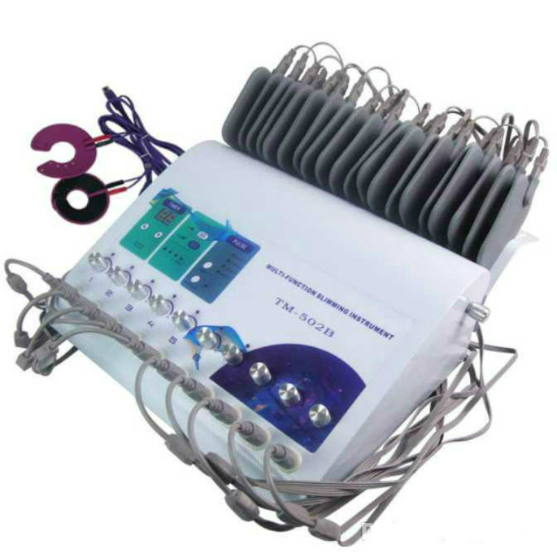 

Hot sale 2 in 1 tens ems electric russian wave faradic muscle stimulator pads belt for tens plus heating TM-502B Free Shipping