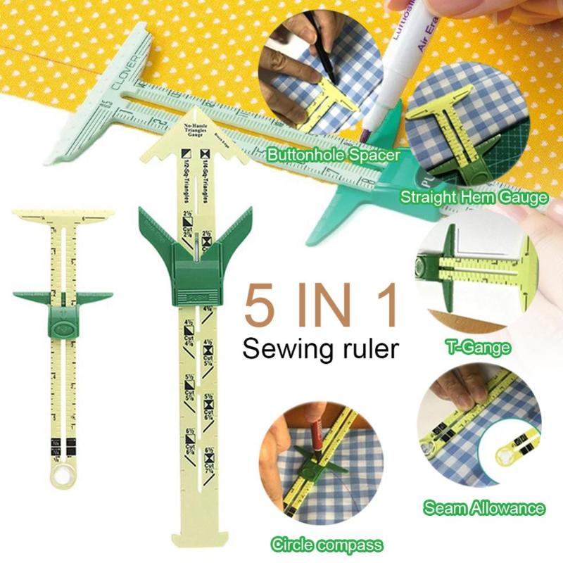 

5-IN-1 SLIDING GAUGE WITH Measuring Sewing Tool Patchwork Tool Ruler Tailor Ruler Accessories Home Use