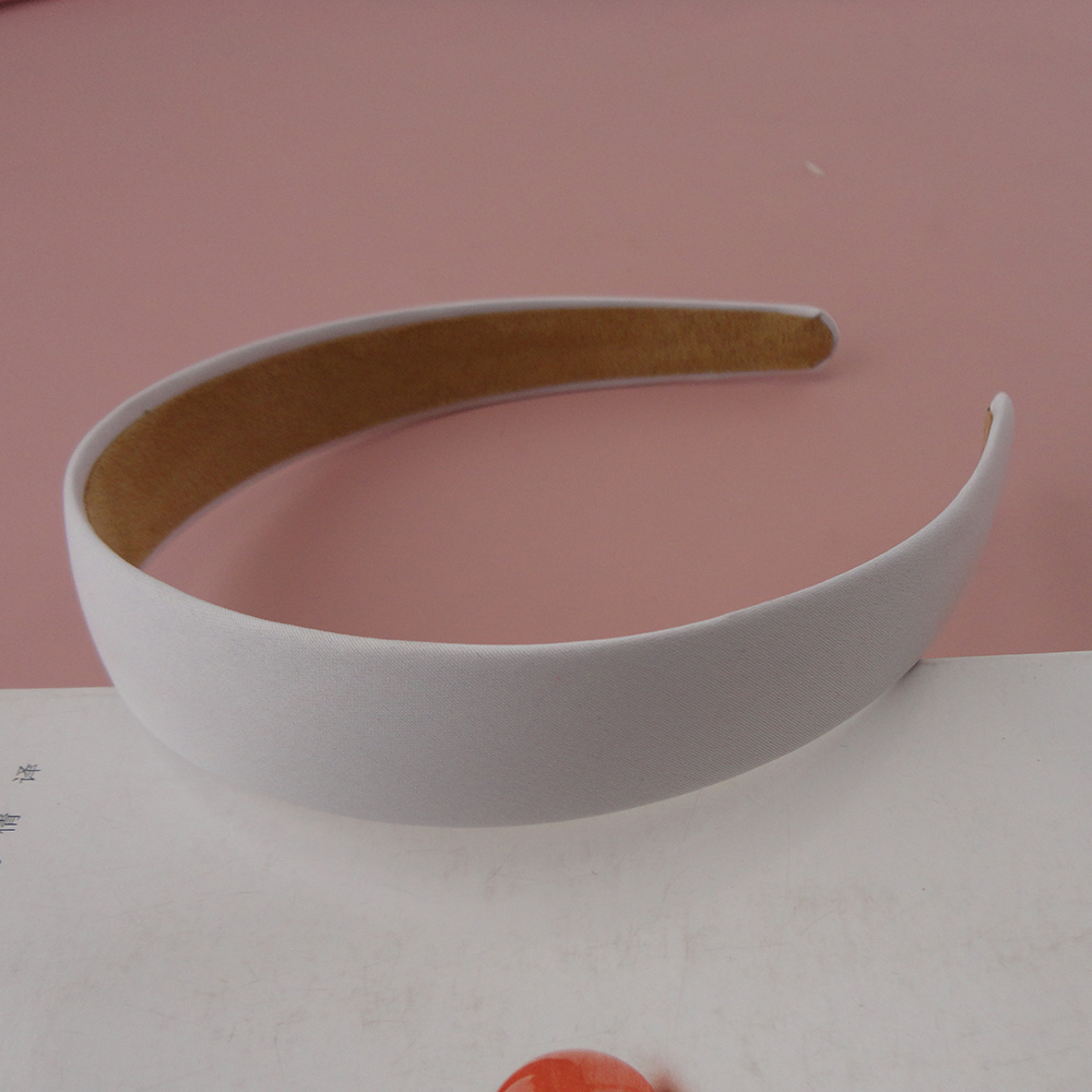 10PCS 25mm White Satin Covered Plain Plastic Hair Headbands with velvet back fabric hairband womens DIY wholesales-image-472075669