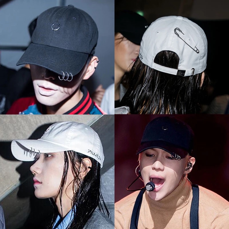 

New Embroidered iron ringsun hat baseball caps for men cap streetwear style women hat snapback embroidery casual cap hip hop, White