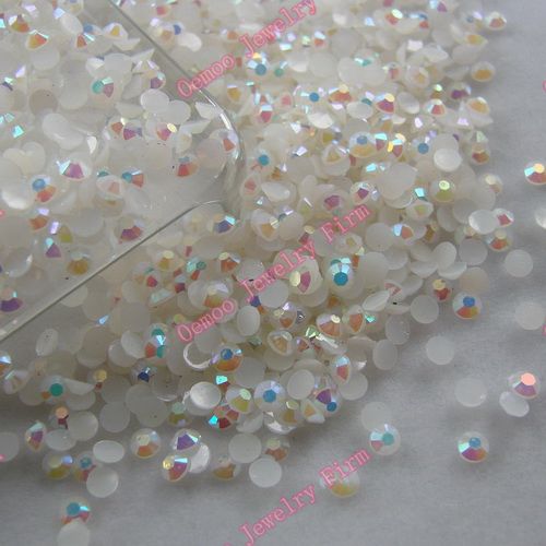 

White AB 2mm,3mm,4mm Nail Art Resin Jelly Rhinestone Round Flatback For DIY Nail Art Accessories
