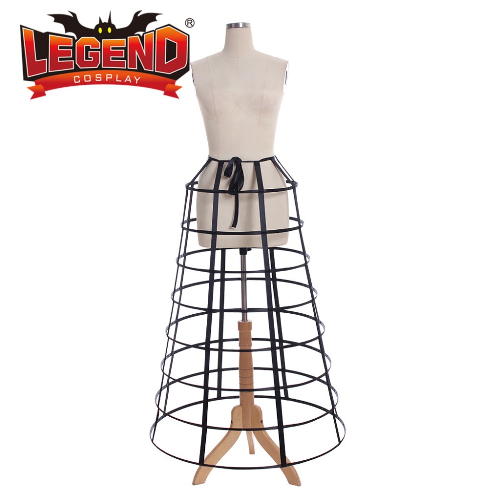 

Black hoop cage skirt long pannier black cage crinoline, As pic