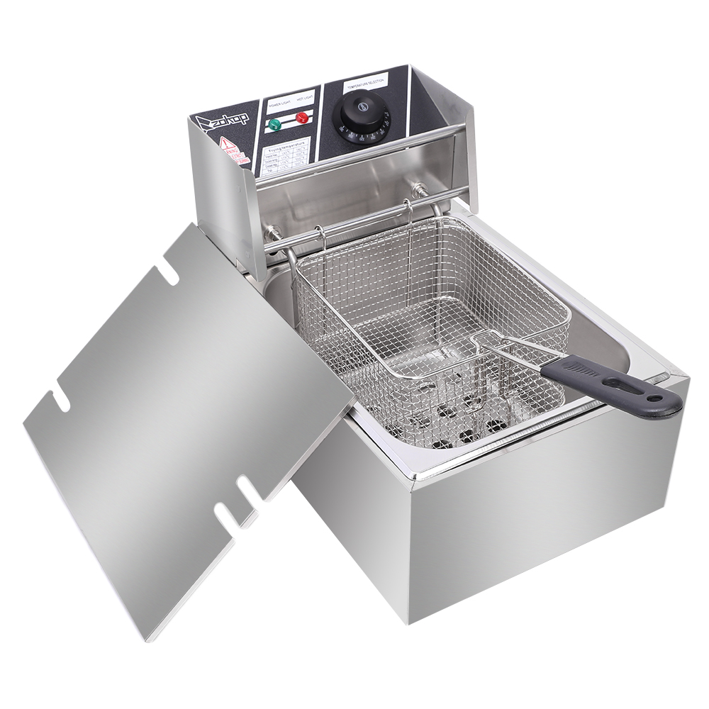 Wholesales EH81 2500W MAX 110V 6.3QT/6L Stainless Steel Single Cylinder Electric Fryer US Plug-image-545416834