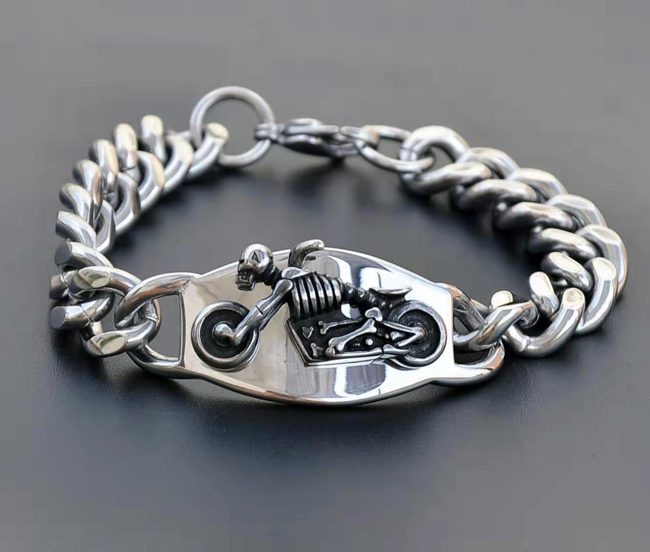 

European and American punk men's bracelet men's stainless steel motorcycle 23mm skull bracelet jewelry free shipping