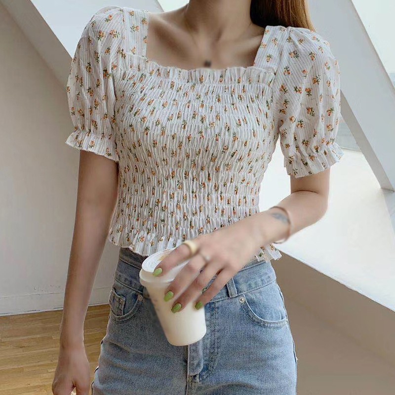 

Women Ruffle Blouse Shirts Chiffon Lady 2020 Summer Ruffle Women Blouses Sexy V-neck Female Short Sleeve Tops