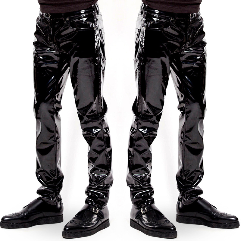 mens shiny leather pants
