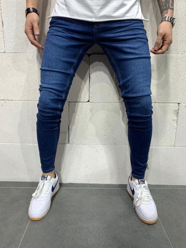 

Classic Jeans Blue Men Narrow Hem Jeans, As pic