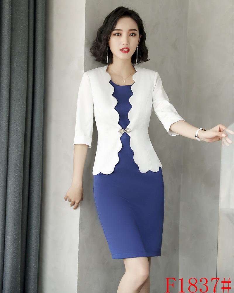

New Style White Blazer Women Business Suits Formal Office Suits Work Ladies Dress and Jacket Sets Office Uniform Designs, Black